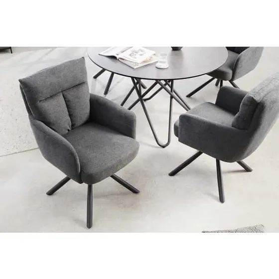 BIG GEORGE Retro Drehstuhl Boucl Schwarz