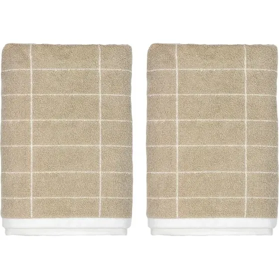Mette Ditmer Tile Gstehandtuch Sand/Off-Wei (38x60 cm, 2er-Set)