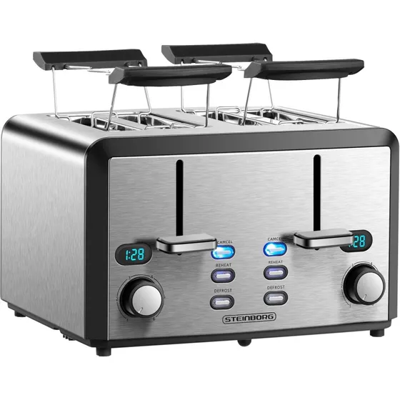 Steinborg XXL Toaster 4-Schlitze 1600 W Edelstahl