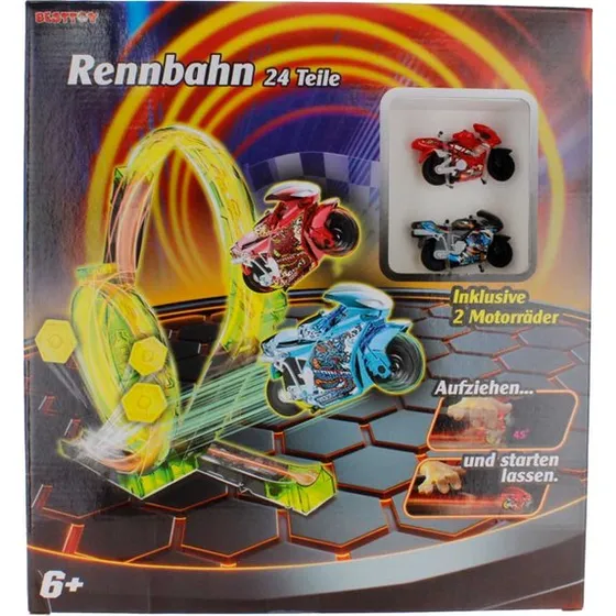 Besttoy Rennbahn 24 Teile mit 2 Motorrädern
