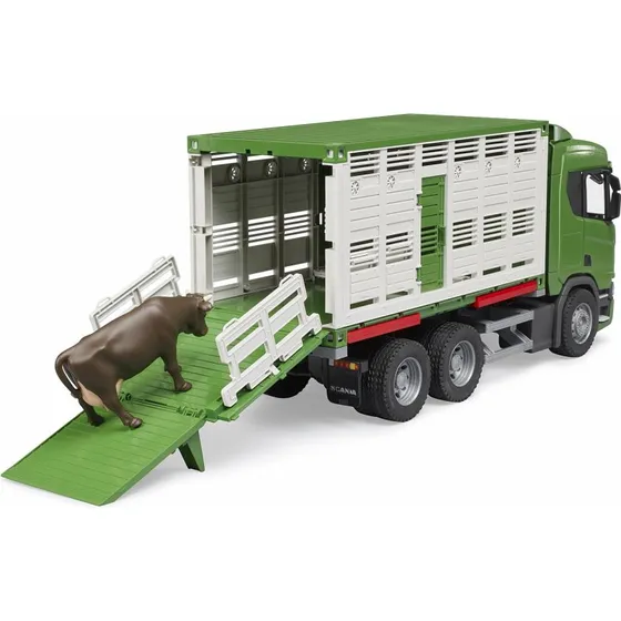 Bruder Scania Super 560R Tiertransport-LKW mit Rind 1:16