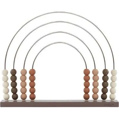OYOY Abakus Regenbogen Dark, 100 % Esche & versilbert