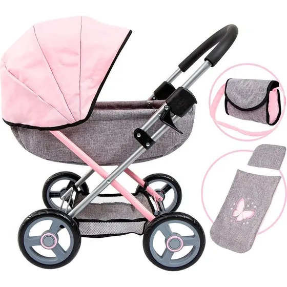 Bayer Puppenwagen Cosy grau/rosa