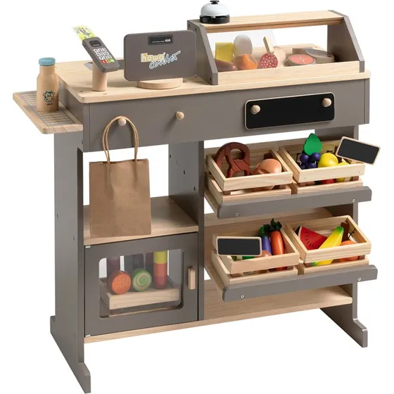 howa Kaufladen aus Holz natur/taupe mit 40-tlg. Zubehör