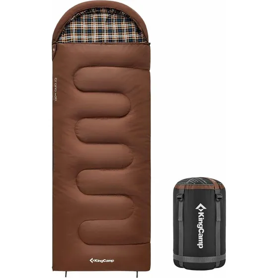 KINGCAMP Cloud 400 Winter-Deckenschlafsack XL cappuccino Reißverschluss rechts
