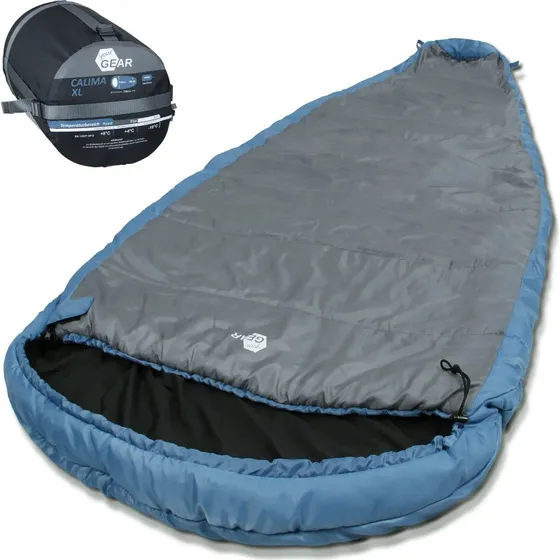 yourGEAR Calima XL Schlafsack -10°C, 110 cm breit, Blau/Grau