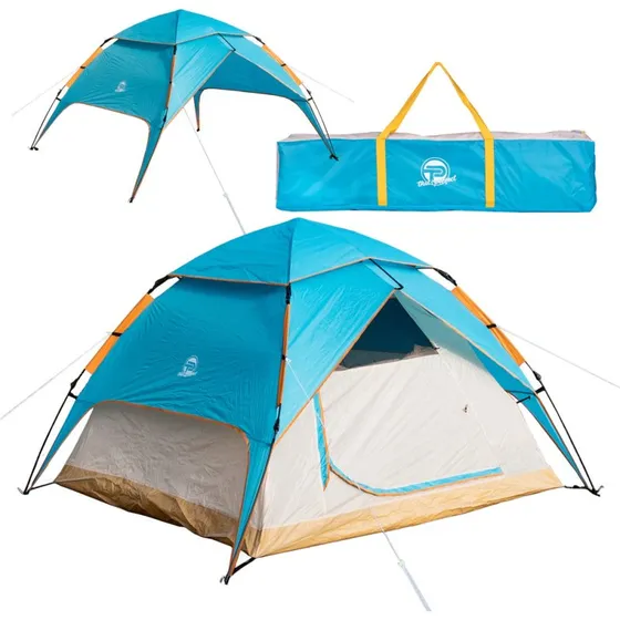 TP Pop-Up Zelt 3-4 Pers. doppelwandig wasserdicht Türkis/Beige