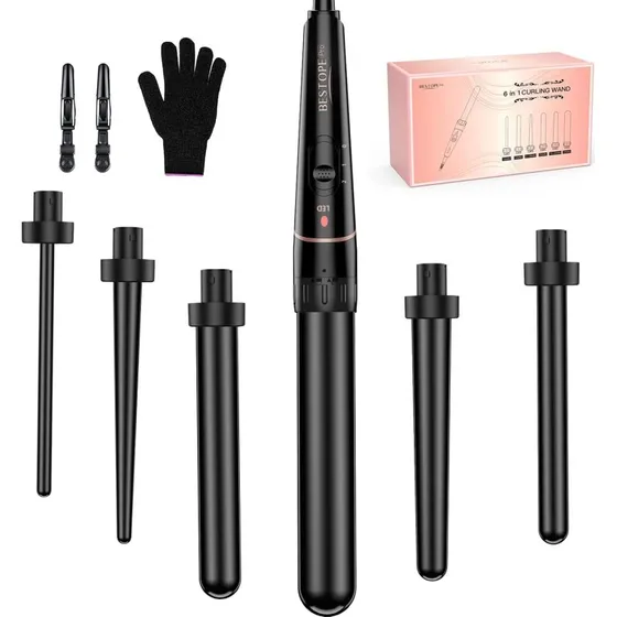 BESTOPE PRO L-F 6-in-1 Lockenstab Turmalin-Keramik