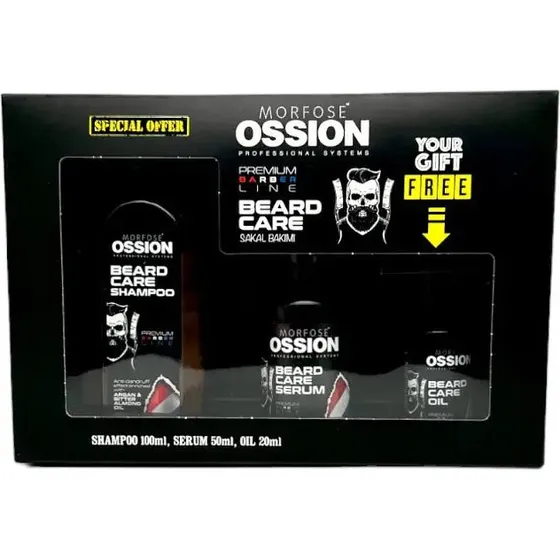 Ossion Bartpflege-Set Gelb (Shampoo + Serum + Öl)
