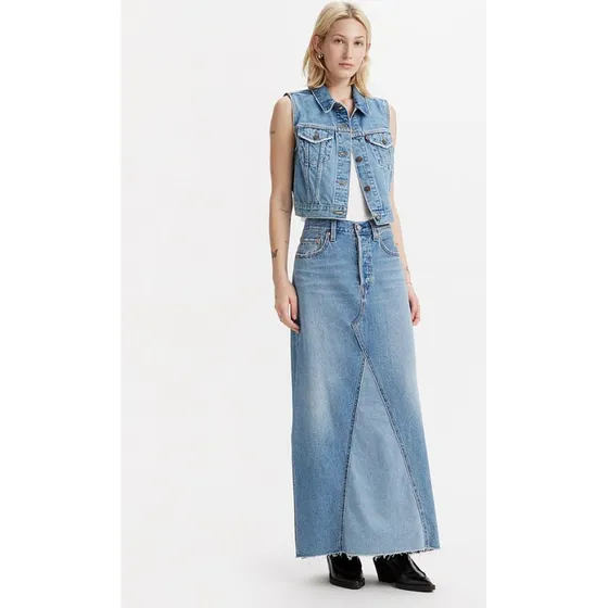 Levi's Women's Iconic Long Denim Rock Hellblau