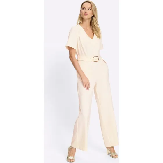 heine Jumpsuit Champagner mit Gürtel