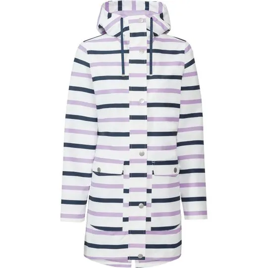 esmara Damen Trenchcoat mit Kapuze, Streifen, lila/navy, Gre 34