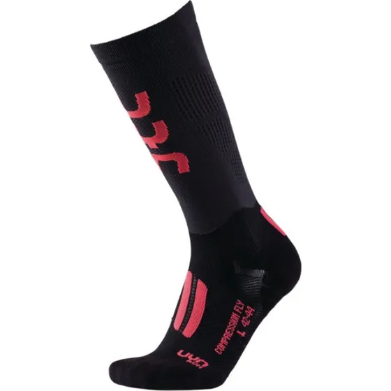 Uyn Run Compression Fly Damen Laufsocken dunkelgrau schwarz coral