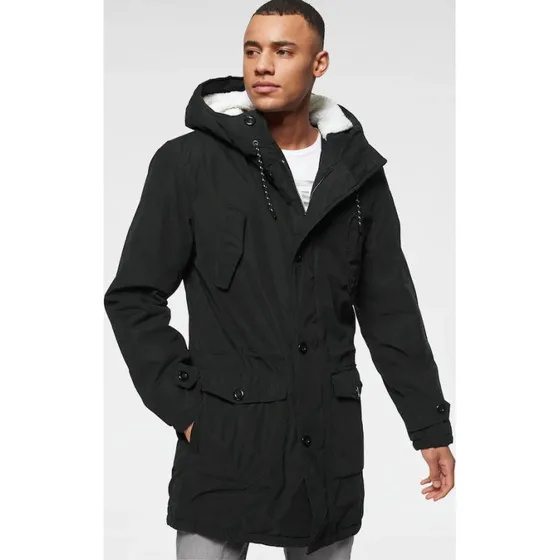 Bruno Banani Parka Schwarz mit Teddy-Fleece-Futter