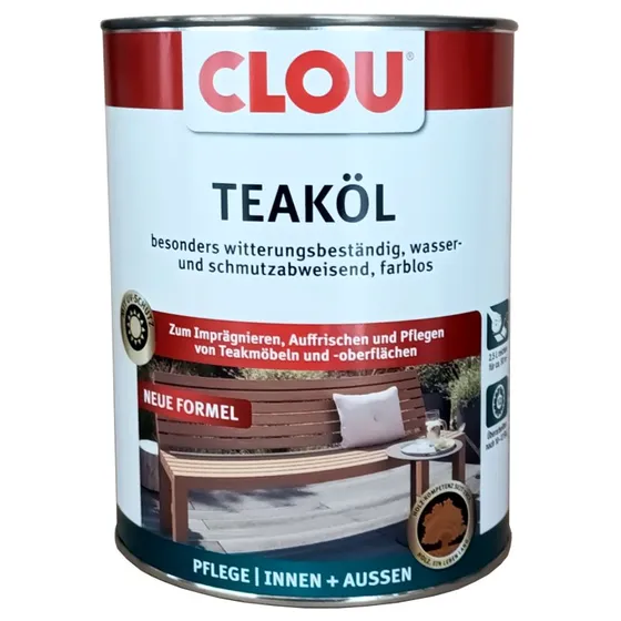 Clou Teaköl 2,5L farblos – Holzpflege für Außen & Innen