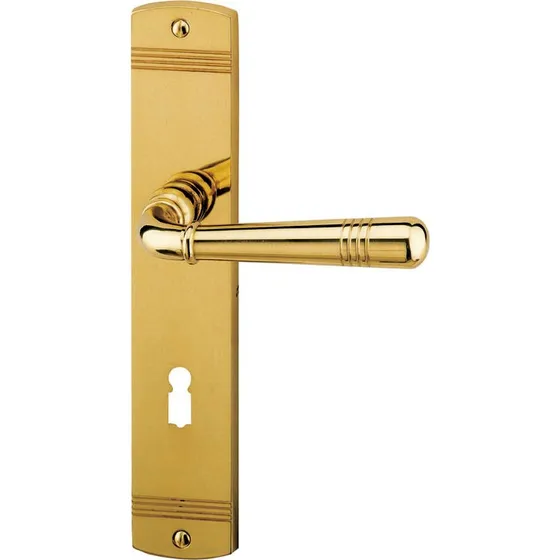 Alpertec BB-Langschildgarnitur Messing gold abgerundet