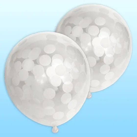 Konfettiballons wei, 6 Stck, 30 cm