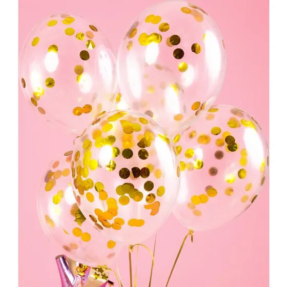 Goldene Konfetti-Ballons 30 cm, 6 Stück