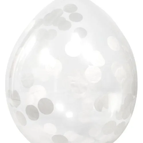 LUXEWEISS 4x 30 cm Latexballons mit weiem Konfetti