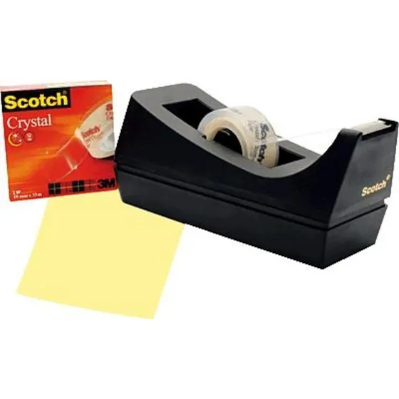 Scotch C38 Tischabroller schwarz mit Crystal Klebeband 19 mm x 10 m
