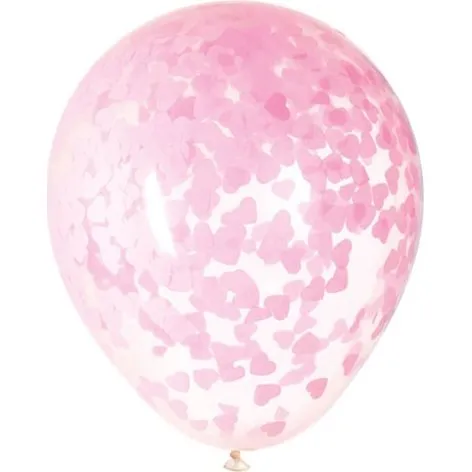 Rosa Herz-Konfetti-Luftballons 40cm 5er-Pack