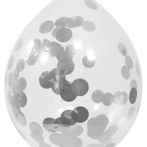 SoundStoreXL 4 Silber-Konfetti-Luftballons 30 cm