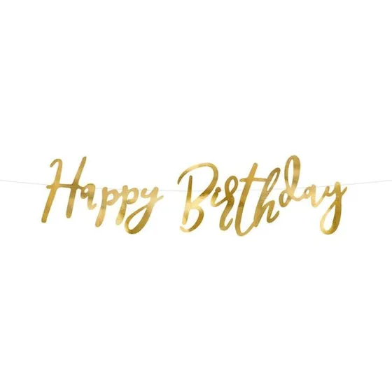 Goldene Girlande „Happy Birthday“ 62 x 16,5 cm