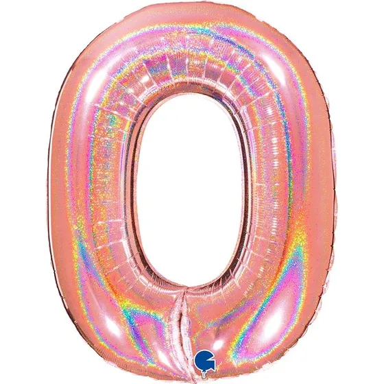 Grabo The Numbers 0 Rosegold Glitter 102cm Folienballon