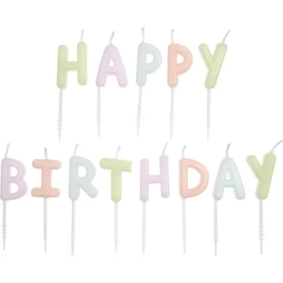 Kerzen Set Happy Birthday Pastell 13-teilig