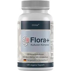 EXVital® Flora+ Kulturen Komplex 500 Mrd. KBE/g, 22 Kulturen, 120 vegane Kapseln