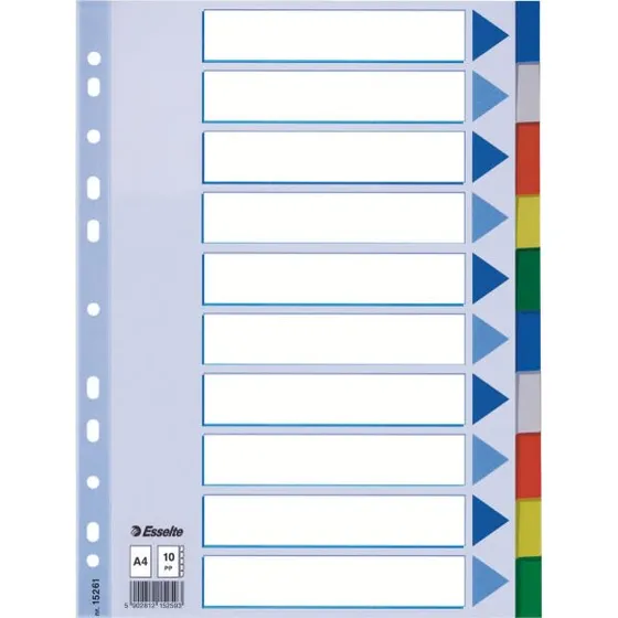 Esselte 15261 Kunststoff-Register A4 10-teilig farbig