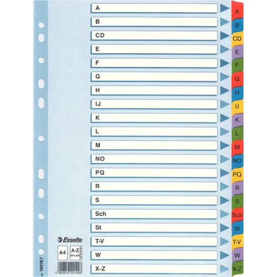 Esselte Kartonregister A-Z, 21 Blatt, A4, wei
