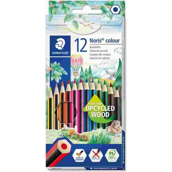 STAEDTLER Noris colour Buntstifte, 12er Set, Upcycled Wood