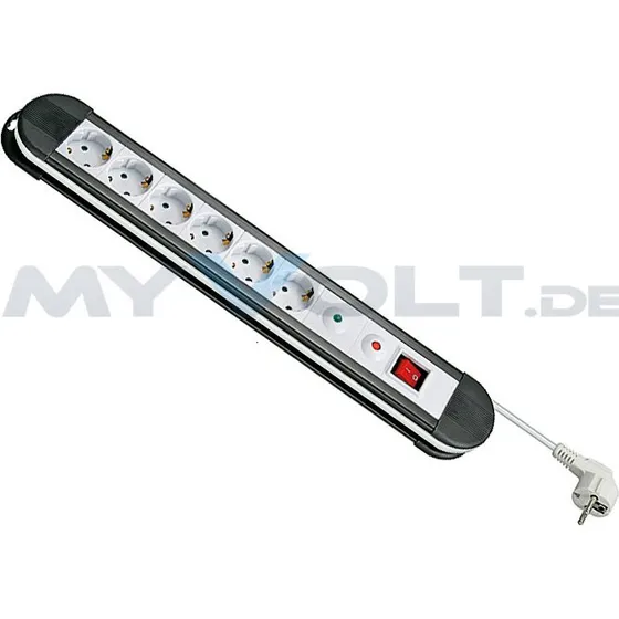Goobay 6-Fach Steckdosenleiste 1,4m mit Überspannungsschutz schwarz/weiß