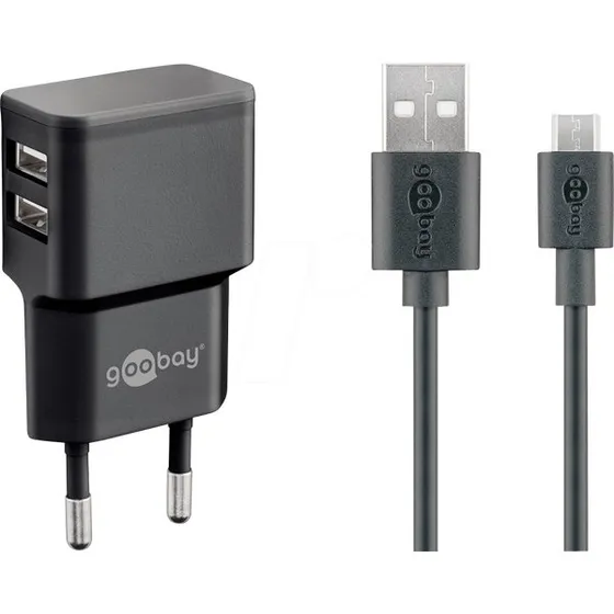 Goobay 44984 Micro-USB Dual-Ladeset 18 W, Schwarz