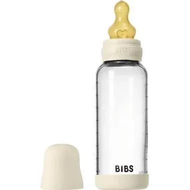 BIBS Boheme Glasflasche 240 ml mit Latexsauger, Elfenbein