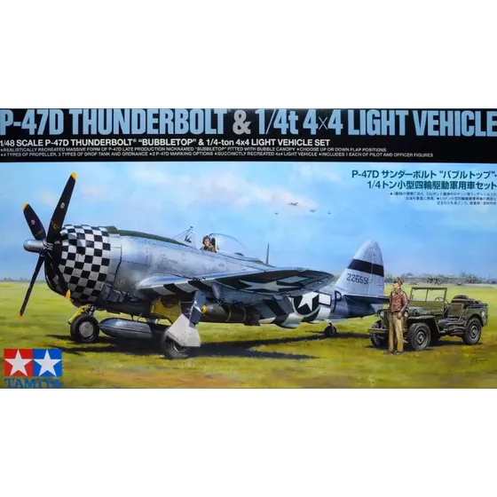 Tamiya 1:48 P-47D Thunderbolt & 4x4 Fahrzeug Set