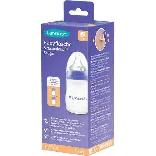 Lansinoh NaturalWave Babyflasche 160ml Weithals Anti-Kolik S