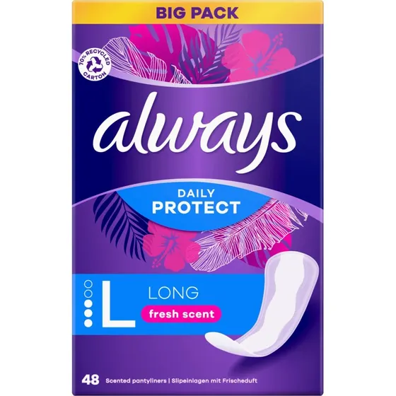 Always Daily Protect Long Slipeinlagen mit Frischeduft, 48 Stück