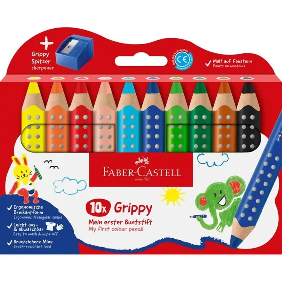 Faber-Castell Grippy Buntstifte 10er Set mit Spitzer