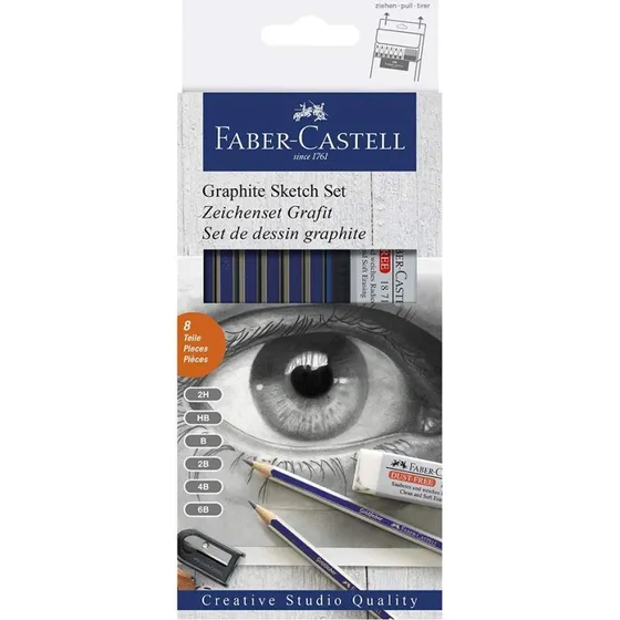 Faber-Castell Goldfaber Zeichenset, 8-teilig mit 6 Bleistiften