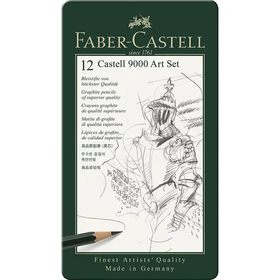 Faber-Castell CASTELL 9000 Bleistift-Set, 12er Art, Metalletui