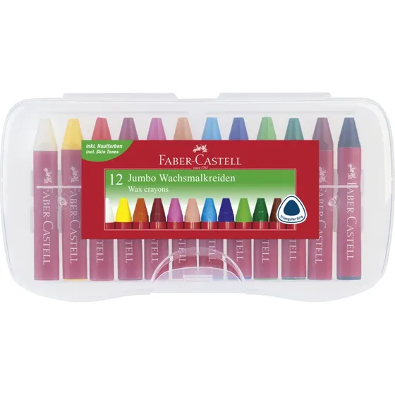 Faber-Castell Dreikant-Wachsmalkreide Jumbo, 12er Etui