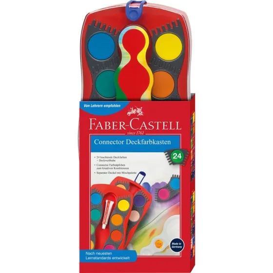 Faber-Castell Deckfarbkasten CONNECTOR, 24 Farben, Rot