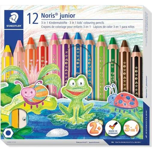 STAEDTLER Noris Junior 3-in-1 Buntstifte Set mit Spitzer
