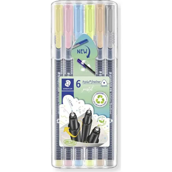 STAEDTLER triplus fineliner pastel 6er Set, 0,3 mm, Dreikant