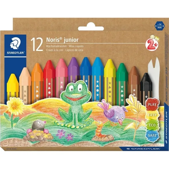 STAEDTLER Noris junior Wachsmalkreide 12er Set mit Schaber