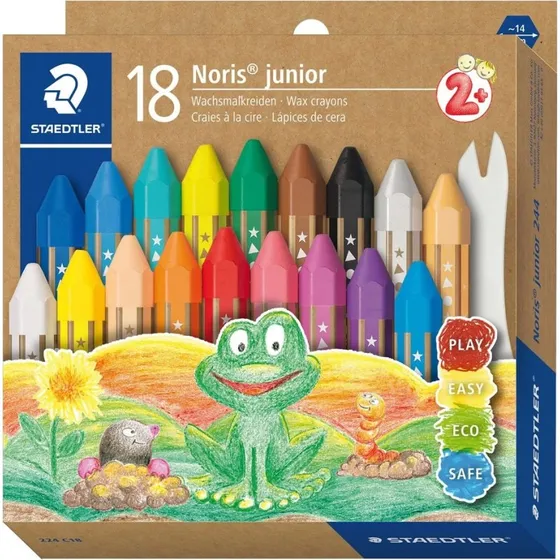 STAEDTLER Noris junior Wachsmalkreide 18er Set mit Schaber