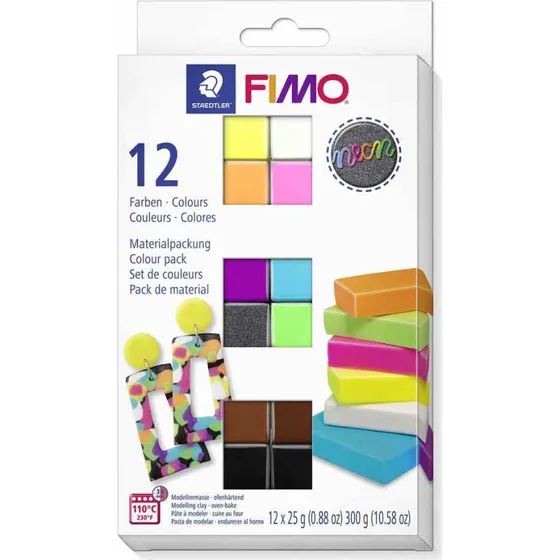Staedtler FIMO Effect Neon Modelliermasse Set, 12x25g
