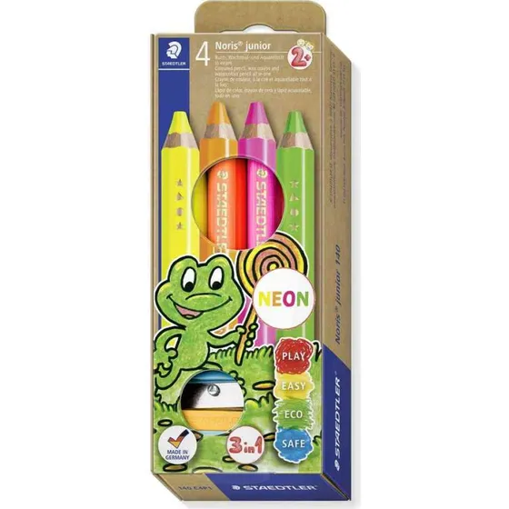 STAEDTLER Noris junior NEON 3-in-1 Buntstifte Set, 4er Etui
